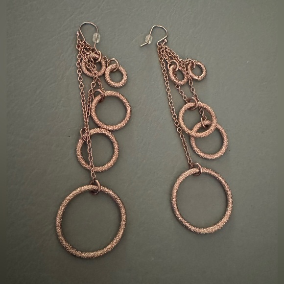 Rose Gold circle drop earrings - Picture 1 of 3